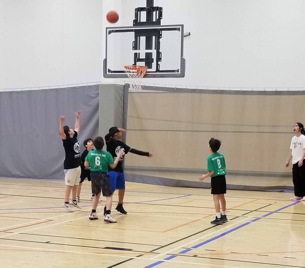 Supplied photo
The ICBL is for kids in Grades 5 and 6. Players use size 6 basketballs and nine-foot hoops (a regulation-size ball is size 7 and baskets are set at 10 feet). Teams of 10 players from each school compete in five-on-five games, made up of two 12-minute, running time halfs.