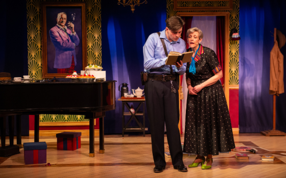 Supplied photo – The musical mystery Murder for Two runs until April 19 at the Royal Manitoba Theatre Centre’s Tom Hendry Warehouse Theatre.