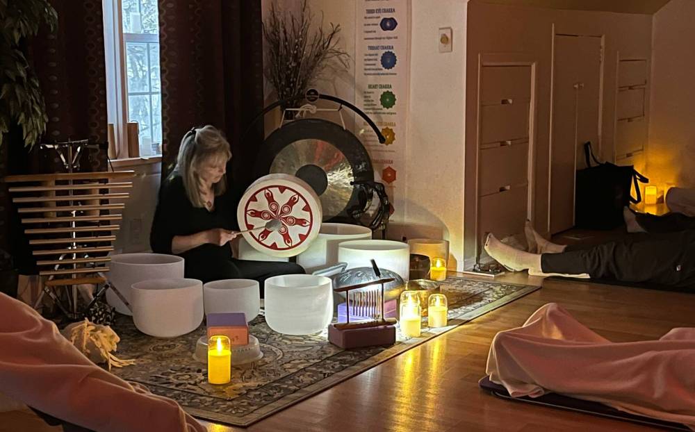 Supplied photo by Caroline Christie
Karen Beauchemin is owner and instructor of Tranquility Sound Baths & More. Sound bath meditation can help practitioners reset and reconnect.