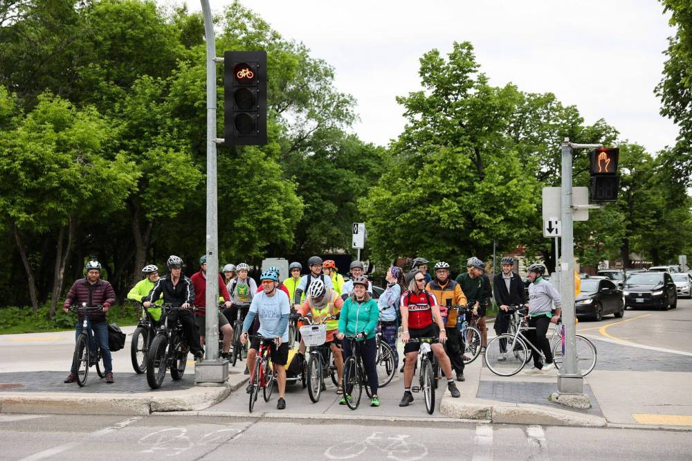 Supplied photo
Participants of a group ride during last year’s Bike to Work Day are pictured here. This year’s Bike Week Winnipeg will run from June 8 to 14.