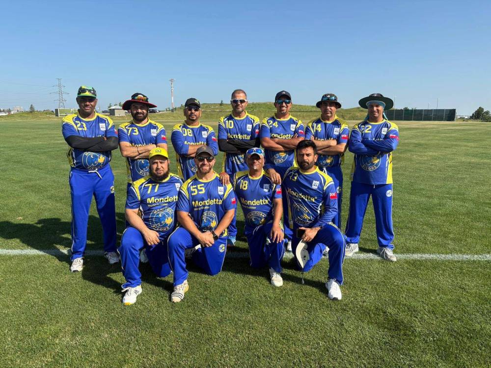 Supplied photo
Earlier this summer, the Manitoba Bisons won the Ontario Masters Cricket League Inter-Provincial Tournament in Toronto, Ont. Pictured, from left: Kawaljeet Singh (captain), Manoj Chaudhari, Ralston De Zilva, Hitesh Modha, Harvey Brar, Ihsan Khan, Pushpinder Khubbar, Paramjeet Sandhu, Tommy Jilani, Asif Khan, Bahadur Singh, Rauf Mohammed, Preet Mann