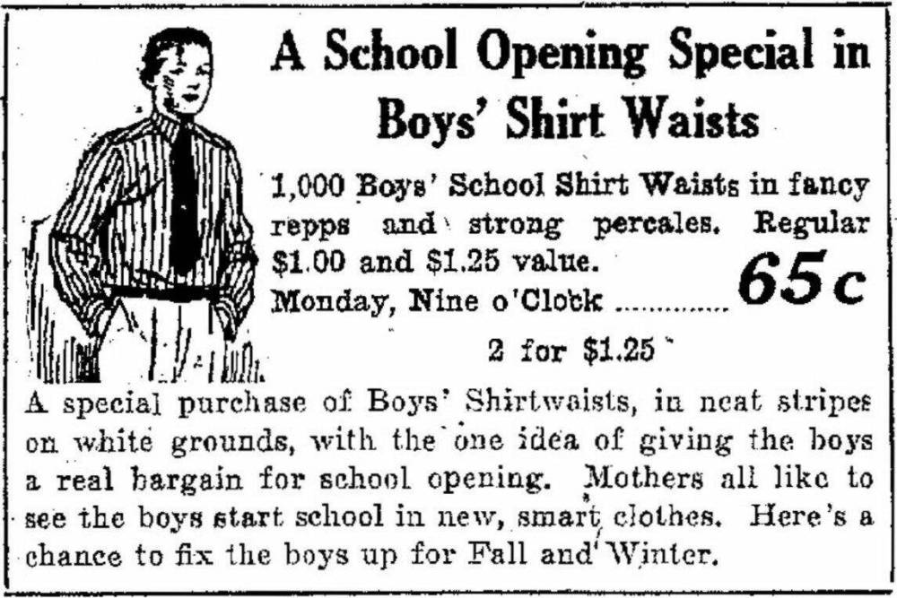Free Press archive
Robinson Department Store advertisement, Aug. 29, 1925, Winnipeg Free Press.