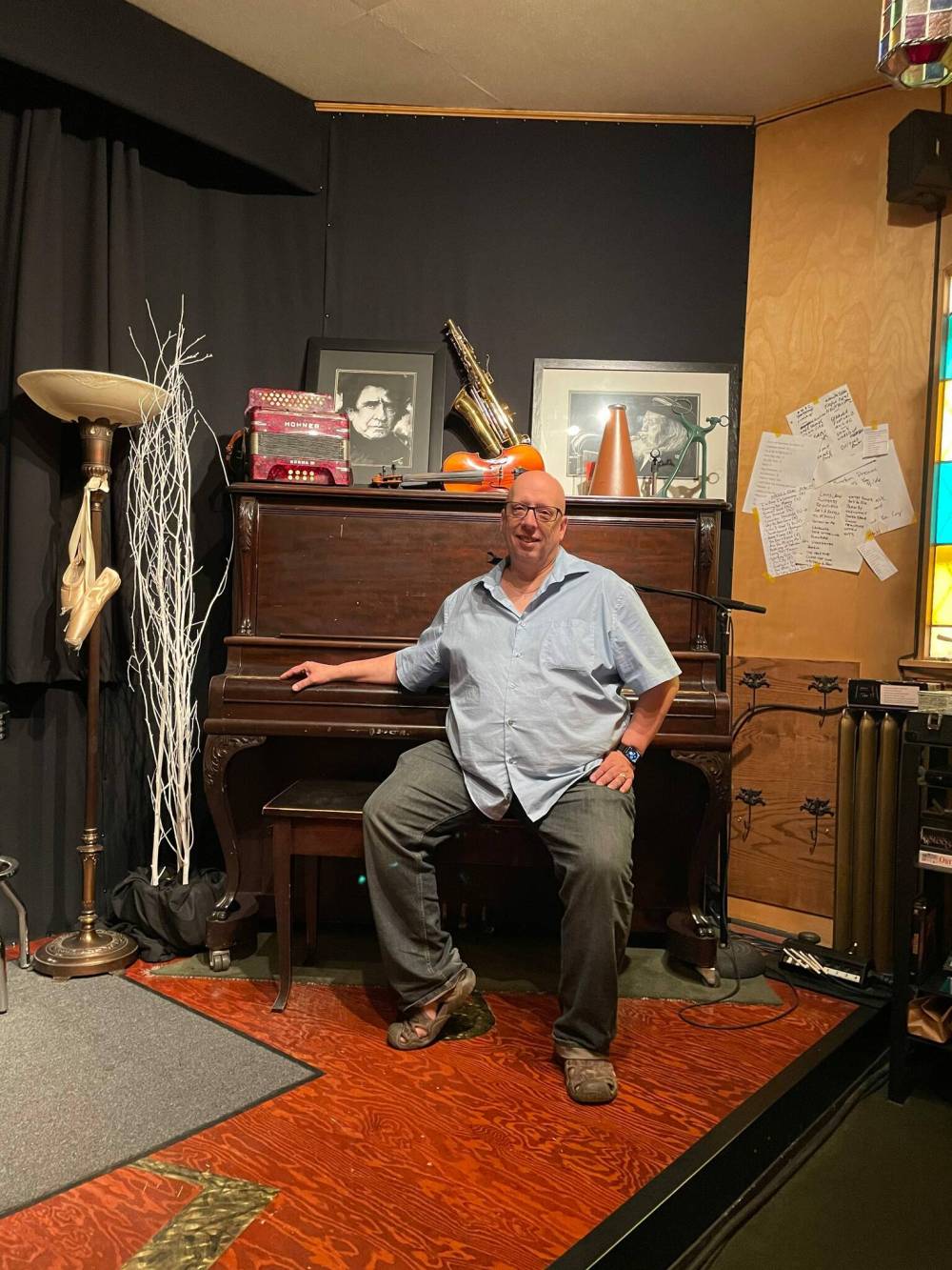 Photo by Simon Fuller
Patrick Woodbeck is pictured in Gordies, a weekly coffee house that has a home in the Big Red Church’s former chapel.