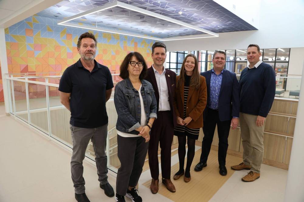Supplied photo
Lagimodière MLA Tyler Blashko, Education Minister and Rossmere MLA Tracy Schmidt and Louis Riel School Division leadership touring the new École Sage Creek Bonavista.