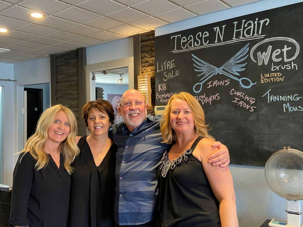 Supplied photo
Gord Dillon (third from left) is the proprietor of the salon Tease’n Hair company, located at 3104 Portage Ave.