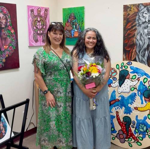 Supplied photo
                                Celebrating the grand opening of Jackie Traverse’s Creative Native Art Gallery on Selkirk Avenue.