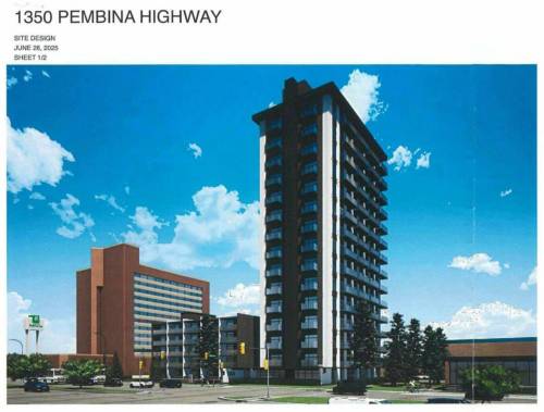 City of Winnipeg
                                An artist&rsquo;s rendering of the proposed high-rise development at 1350 Pembina Hwy., site of a former police station.