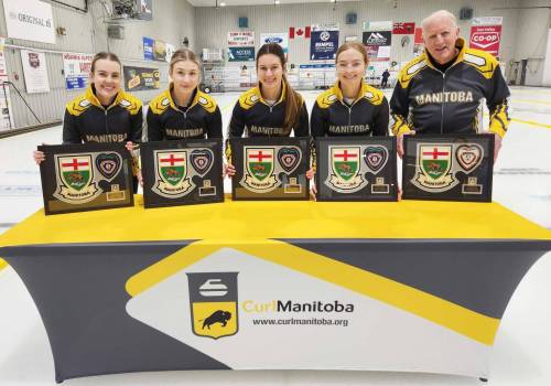 Curl Manitoba photo
                                Team Hayward won the Manitoba junior women&rsquo;s curling championship on Feb. 22 in Morris, Man. They are (from left): Skip Shaela Hayward, third Keira Krahn, second India Young, lead Dayna Wahl and coach Ron Westcott. Hayward and Krahn won the title for the third year in a row, while it was the second in three years for Young.