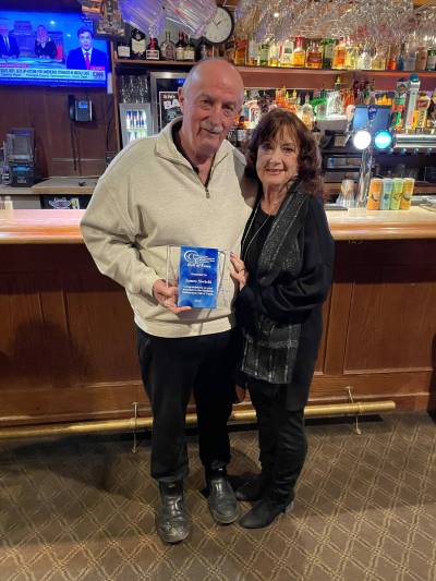 Photo by Simon Fuller
                                Jimmy and Maureen Siwicki are pictured at Silver Heights Restaurant recently with an award Jimmy received when he was inducted into the 2026 Manitoba Restaurant Hall of Fame at a gala event on Feb. 19.