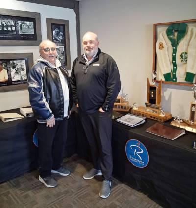 Photo by Tony Zerucha
                                Long-time member Jack Duncan (left) and general manager Scott Parker eagerly await the beginning of Rossmere Country Club&rsquo;s 75th anniversary season.