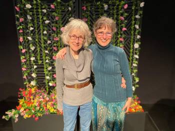 Photo by Sheldon Birnie
                                Reena (left) and Sara Kriendler are the co-writers of the new musical The Perfect Man. The mother-daughter duo are pictured here in the Gargoyle Theatre (585 Ellice Ave.), where the show runs until May 17.