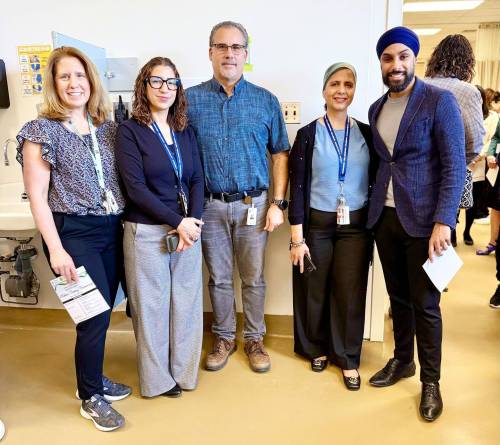 Supplied photo
                                McPhillips MLA JD Devgan joined staff at the Seven Oaks Hospital at the re-opening of Dialysis Unit 1.