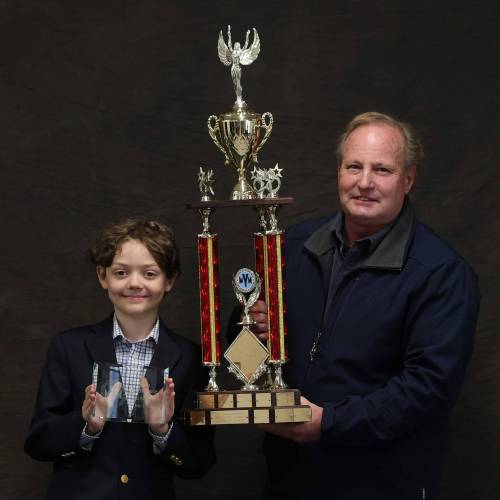 Supplied photo by J. Carey Lauder Photography
                                Asher Kettner, 12, won the senior division (12 to 17 years of age) at the 37th annual Young Magicians of Manitoba Showcase of Magic on May 2. Kettner is pictured with world famous escape artist Dean Gunnarson, who presented him with The Bill Brace Magical Achievement Award.