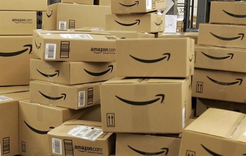 This Dec. 13, 2005 photo shows stacks of Amazon.com boxes with merchandise for shipment, at the Amazon.com fulfillment center in Fernley, Nevada. THE CANADIAN PRESS/AP, Ben Margot