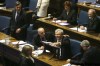 MIKE DEAL / WINNIPEG FREE PRESS
Finance Minister Greg Selinger (far right) is flanked by Premier Gary Doer (far left) and House Leader Dave Chomiak.