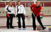 BORIS.MINKEVICH@FREEPRESS.MB.CA ARCHIVES
Cathy Overton and teammate Breanne Meakin watch opponent Chelsea Carey call a shot in a recent cash event.