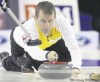 Gavin Young / Canwest News Service
Manitoba skip Jeff Stoughton lines up a shot against Newfoundland's Brad Gushue on the last day of round-robin play at the Brier in Calgary. Stoughton won 8-3.