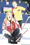 FRANK GUNN / THE CANADIAN PRESS
Canadian skip Jennifer Jones calls a shot while China’s Bingyu Wang looks on.