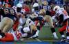 PHIL HOSSACK/ WINNIPEG FREE PRESS 
B.C. Lions players close in on Winnipeg's Fred Reid on Thursday night.