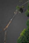 Tim Smith/Brandon Sun
Souris's damaged suspension bridge is seen from the air on Monday.