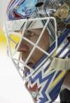JOE BRYKSA / WINNIPEG FREE PRESS
Winnipeg Jets goaltender Chris Mason wears his newly painted goaltender mask at a conditioning practice Monday morning at the MTS IcePlex.