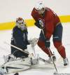 Joe Bryksa/ Winnipeg Free Press
Winnipeg Jets' Nikolai Antropov comes in on goaltender Ondrej Pavelec during a training camp scrimmage Monday.