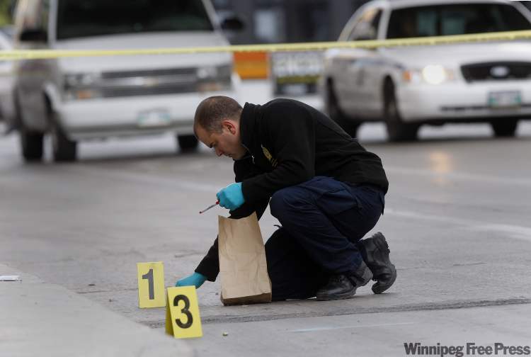 KEN GIGLIOTTI / WINNIPEG FREE PRESS
Progressive Conservative leader Hugh McFadyen spoke near the site of an early-morning shooting about ways his government would get tough on crime.