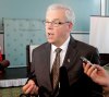 Wayne Glowacki/Winnipeg Free Press
NDP Leader Greg Selinger speaks to reporters after a speech on Manitoba Hydro’s future at a Manitoba Chambers of Commerce event in Winnipeg on Thursday.