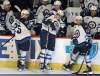 JOE BRYKSA / WINNIPEG FREE PRESS
Dejected Winnipeg Jets, from left, Brett MacLean, Nik Antropov, and Kyle Wellwood after their 4-3 loss to the Chicago Blackhawks Thursday night at the United Centre in Chicago.