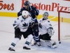 WINNIPEG FREE PRESS
Winnipeg Jets' Blake Wheeler (26) celebrates Andrew Ladd's (16) late game tying goal against San Jose Sharks' Scott Hannan (27) and goaltender Antti Niemi (31) in third period action.