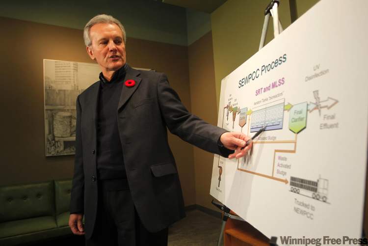 Boris Minkevich / Winnipeg Free Press
Mike Shkolny, manager of engineering services for the city's Water and Waste Department gives an update Monday on the situation at the South End Pollution Control Plant. at the Pacific Ave office of the Water and Waste Department.