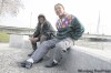 BORIS MINKEVICH / WINNIPEG FREE PRESS
Faron Hall (right) and friend Wayne Spence at the Provencher Bridge.
  Hall is being hailed for his heroic rescue of a teenage boy near the bridge.