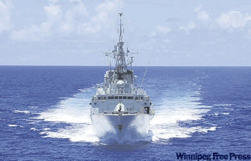 WO Carole Morissette
Her Majesty's Canadian Ship (HMCS) Winnipeg crosses the Indian Ocean to join Standing NATO Maritime Group 1 (SNMG1) vessels to conduct counter-piracy operations of the coast of Somalia.  HMCS Winnipeg is a Halifax-class patrol frigate commanded by Commander Craig Baines with a crew of approximately 240, including a CH-124 Sea King helicopter detachment.  Canada's participation in Standing NATO Maritime Group 1 (SNMG1), conducted under Operation SEXTANT, represents a continuing commitment to international peace and security. HMCS Winnipeg is the 5th Canadian Ship to deploy since 2006 to join the Standing NATO Maritime Group 1 (SNMG1), which represents a multi-national maritime force capable of conducting missions across a broad spectrum of operations anywhere around the world.  Photo: Warrant Officer Carole Morissette, Canadian Forces Combat Camera