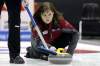 MIKE DEAL / WINNIPEG FREE PRESS
Skip Barb Spencer throws a rock against Team Jennifer Jones in the Friday evening draw of the Scotties Tournament of Hearts in Portage la Prairie at the PCU Centre. 120127 - Friday, January 27, 2012 -  (MIKE DEAL / WINNIPEG FREE PRESS)