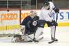 MIKE DEAL / WINNIPEG FREE PRESS
The Winnipeg Jets practice at the MTS Centre prior to a big road trip where they are battling it out to make it into the playoffs. Winnipeg Jets' goaltender Chris Mason deflects a shot while Antti Miettinen blocks his view during practice.