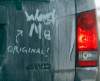 KEN GIGLIOTTI  / WINNIPEG FREE PRESS
A comedy critic answers a quip on the back on this car dirtied on Winnipeg's streets during a quick melt last week.