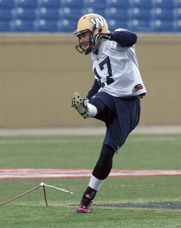 Joe Bryksa / Winnipeg Free Press
Winnipeg Blue Bombers kicker Justin Palardy at practice Tuesday at Canad Inns Stadium in Winnipeg. The Bombers are in preparation for their last game of the season this Saturday against the Hamilton Tiger-Cats.
