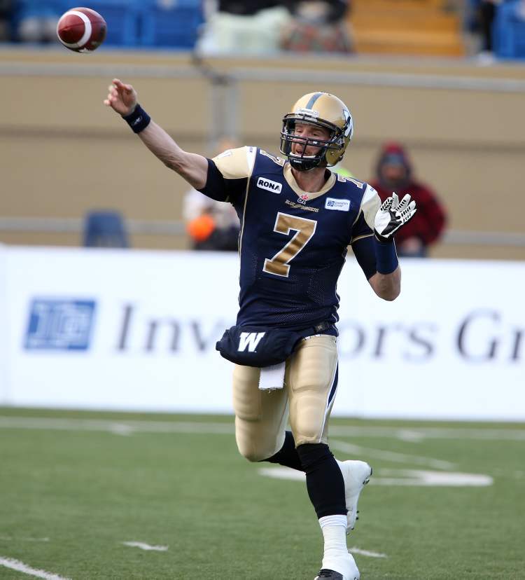 TREVOR HAGAN / WINNIPEG FREE PRESS Archives
Former Bombers' QB Alex Brink is now on the Alouettes' practice roster.