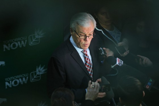 Ruth Bonneville / Winnipeg Free PressPremier Greg Selinger takes questions from the media Thursday after launching the province's new plan to address climate change and create green jobs.