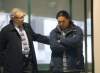 Joe Bryksa / Winnipeg Free Press
Father Steve Sinclair (right) of  the late Phoenix Sinclair is briefed by lawyer Jeff Gindin before he enters the Phoenix Sinclair inquiry. He was to testify for the first time this morning at the Winnipeg Convention Centre. Today will be his first time he has had a chance to respond about how the social workers handled him and his daughters case. -