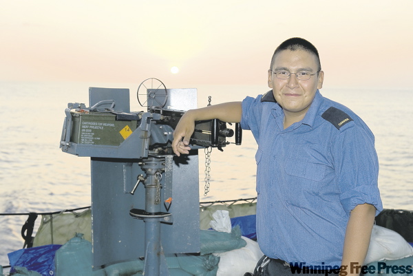 Corporal Rick Ayer
Cpl. Rick Ayer / Formation Imaging Services, Halifax
Ordinary seaman David Eaglestick found a new life � and a new self � in the navy, now serving aboard the HMCS Winnipeg.