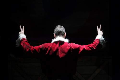 MIKE DEAL / WINNIPEG FREE PRESS
The cast of Assassins perform during a dress rehearsal in the Tom Hendry Warehouse Tuesday afternoon. Cast member Graham Abbey plays Sam Byck in the RMTC production of Assassins. )
