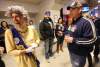 TREVOR HAGAN / WINNIPEG FREE PRESS 
Would she approve of the outcome? The 'Queen' jokes with Craig Barkman before the Jets' disappointing season opener on Saturday.