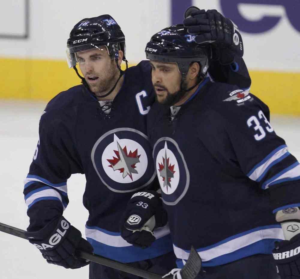 Joe Bryksa / Winnipeg Free Press files
Dustin Byfuglien and Andrew Ladd