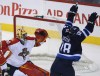 Joe Bryksa / Winnipeg Free Press
Winnipeg Jets Bryan Little celebrates after scoring the game winning goal against Florida Panthers goaltender Scott Clemmensen during overtime at MTS Centre in Winnipeg Tuesday.