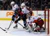 TREVOR HAGAN / WINNIPEG FREE PRESS
On an aggressive penalty kill, Winnipeg Jets' Evander Kane (9) is stuck between Carolina Hurricanes' Eric Staal (12) and Jeff Skinner (53) in front of goaltender Justin Peters (35) during second period hockey action at the MTS Centre in Winnipeg, Saturday.