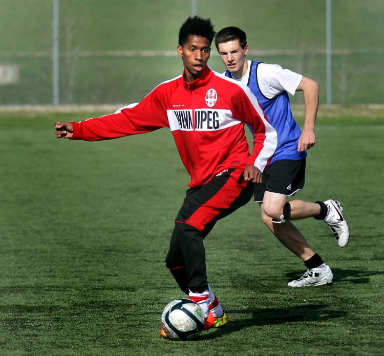 Phil Hossack / Winnipeg Free Press archives
Ali Musse moves the ball during a WSA team practice. His age is being questioned. Some say he is older than reported.