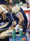 JOE BRYKSA / WINNIPEG FREE PRESS
Winnipeg Blue Bomber quarterback Buck Pierce sits dejected on bench during the final plays of the fourth quarter Friday.