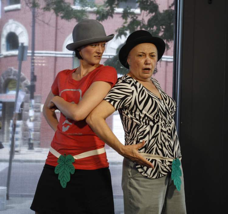 JESSICA BURTNICK / WINNIPEG FREE PRESS
Nancan Boogie Productions present scenes from Dog Act, by American playwright Liz Duffy Adams, at the Winnipeg Free Press News Café on Tuesday.