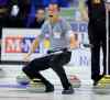 BORIS MINKEVICH / WINNIPEG FREE PRESS
E.J. Harnden reacts after his team, skipped by Brad Jacobs, defeats Kevin Martin's rink Thursday night with their final stone.
